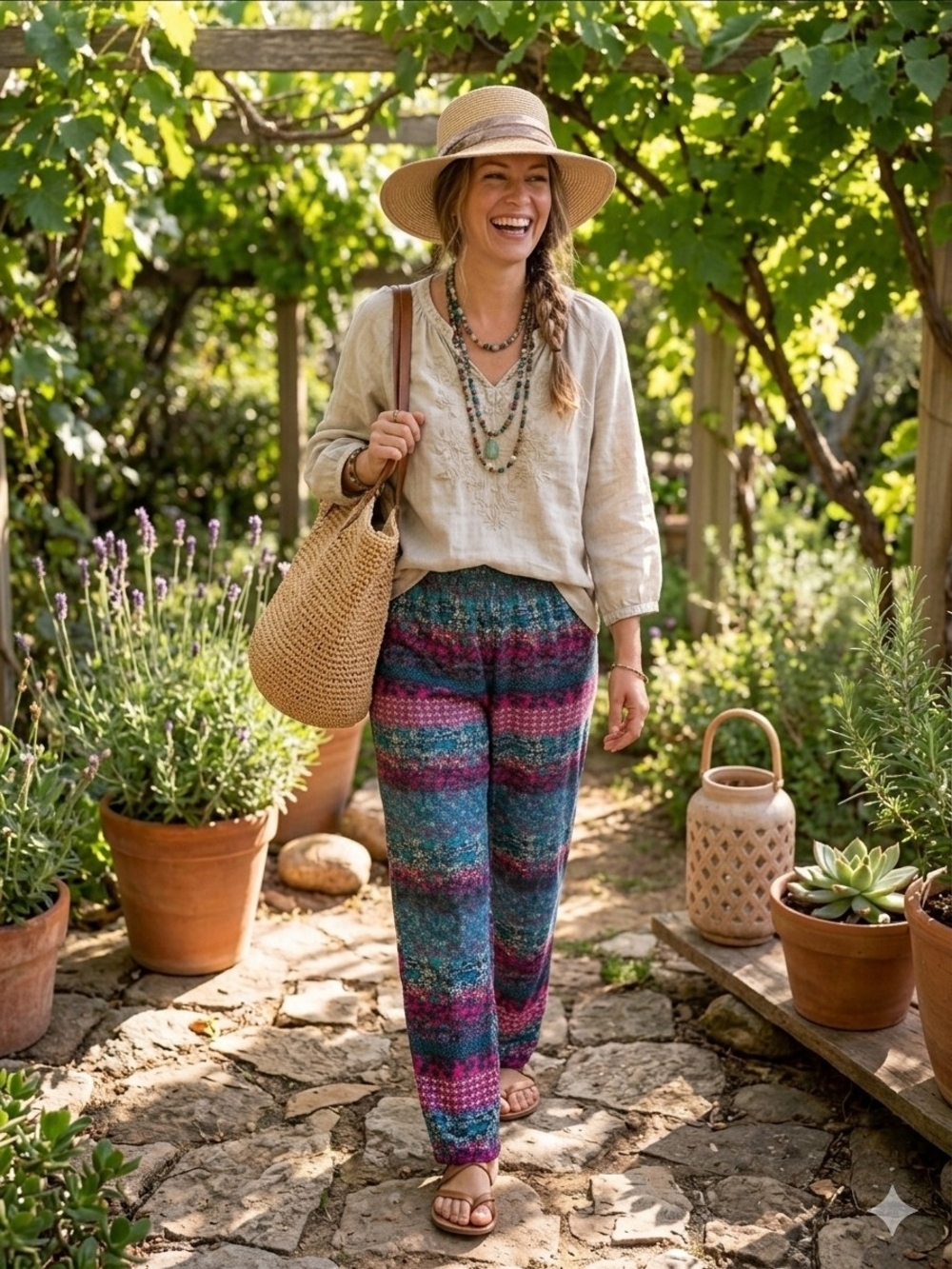 BONGO - Multicolor Striped Wide-Leg Pull-On Lounge Pants